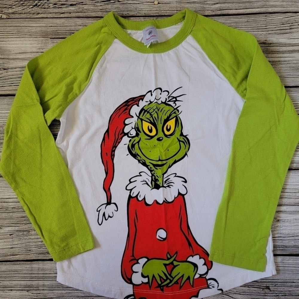 Hanna Andersson Grinch Long-Sleeve Top Organic Cotton Size 8 EUC